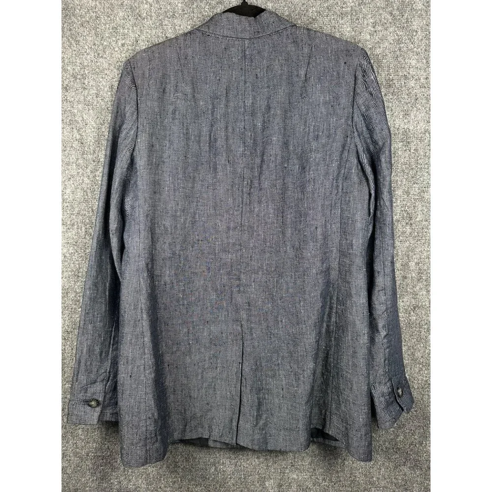 BANANA REPUBLIC Womens Chambray 100% Linen Boyfriend Blazer Size 6 Blue - Picture 3 of 7